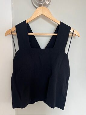 House of Harlow Black Square Neck Wide Strap Tank Top